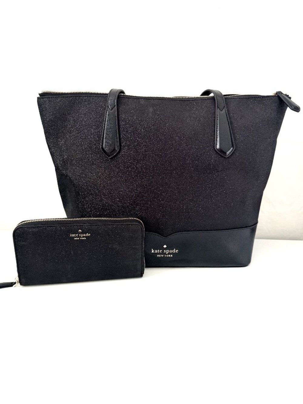 ✨ Kate Spade Black Glitter Tote & Matching Wallet (New w/ Tags Unattached) ✨